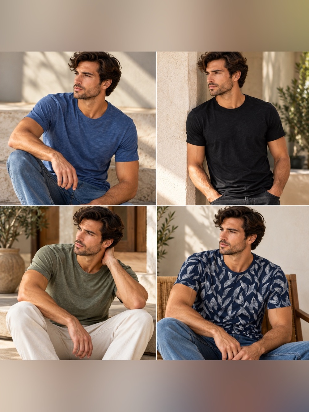 Express Men's Crewneck Tee Lot of 4 Cotton Short Sleeve Leaf Print Size S